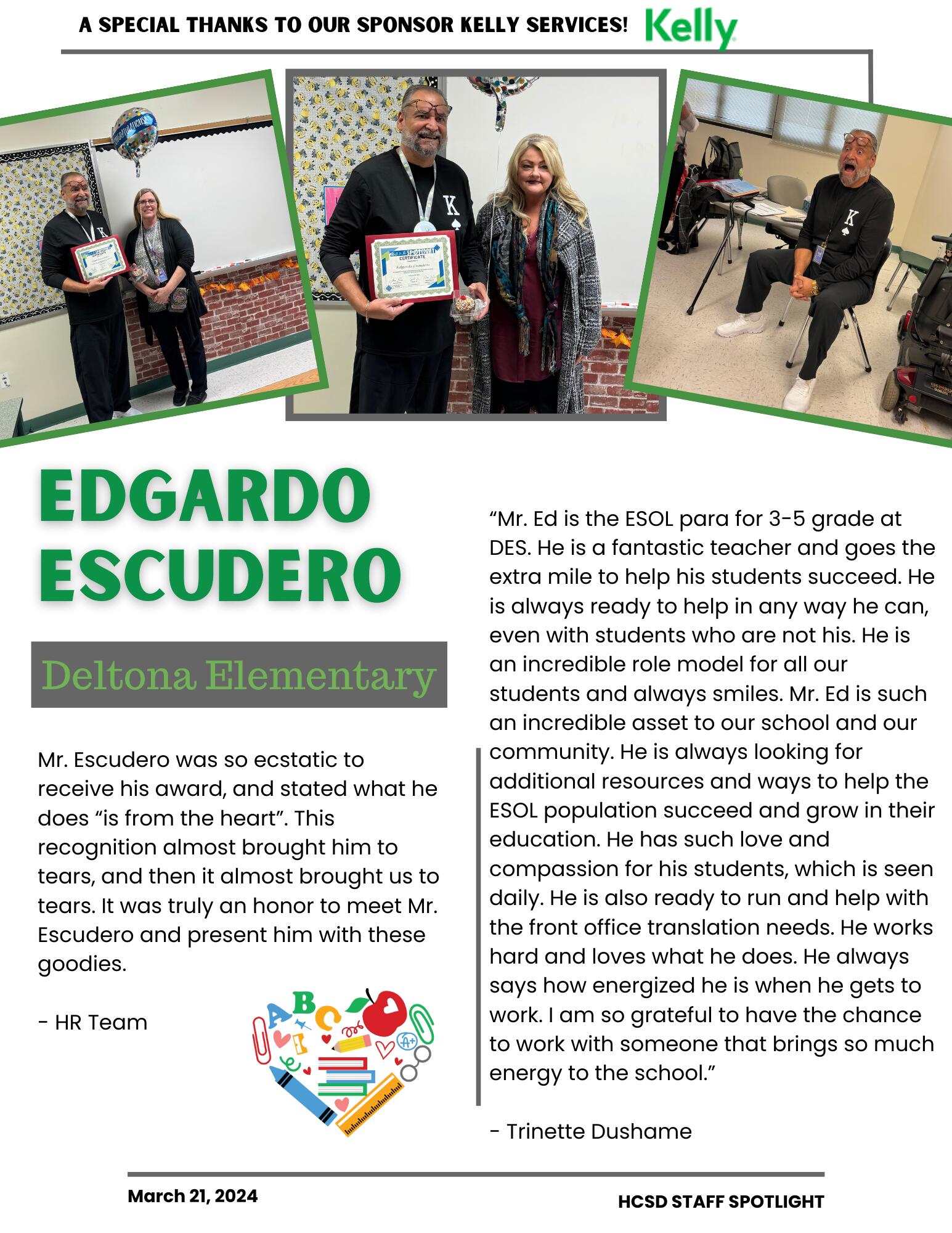 Staff Spotlight on  Edgardo Escudero