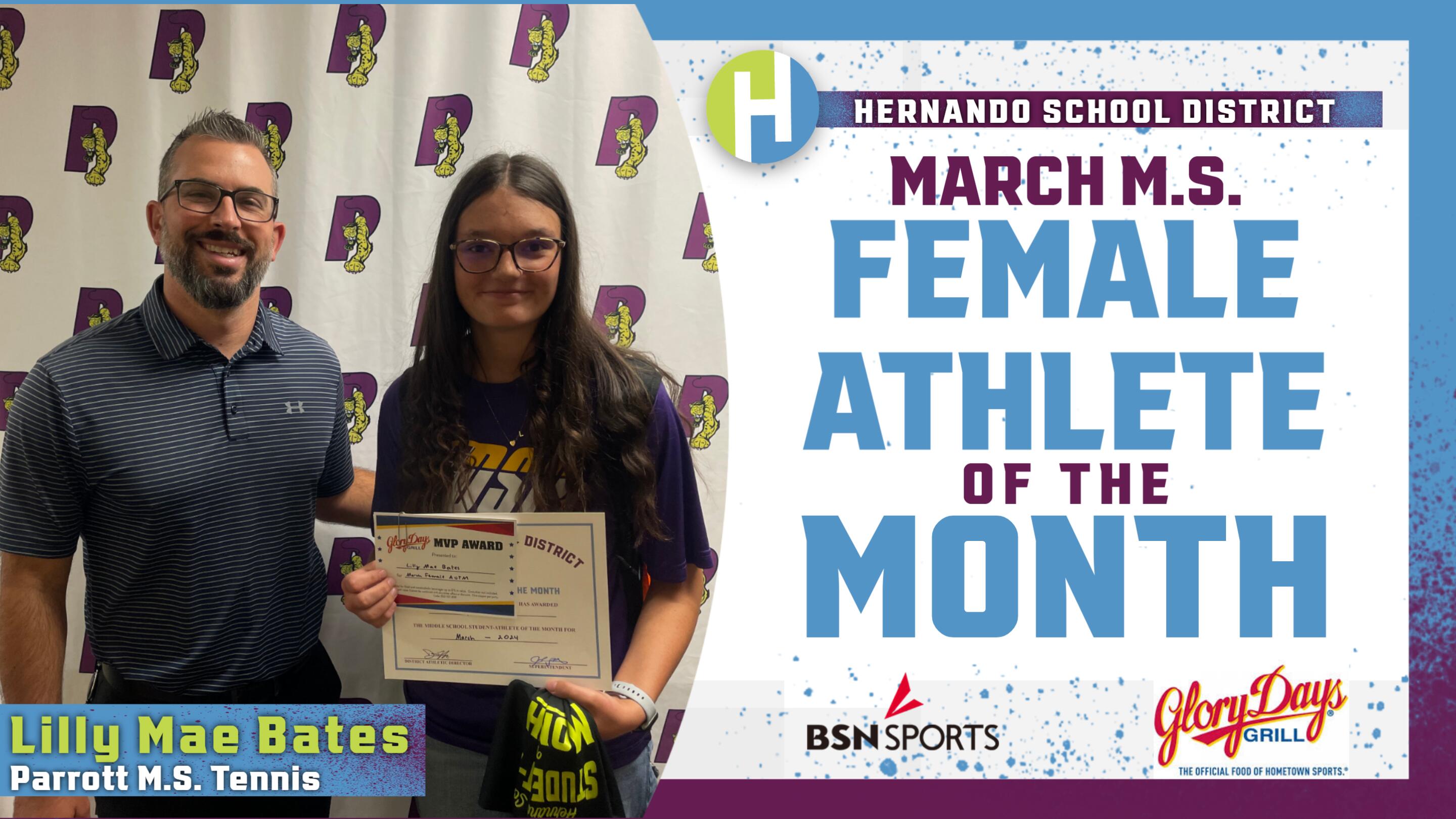 March MS Female Student-Athlete of the Month